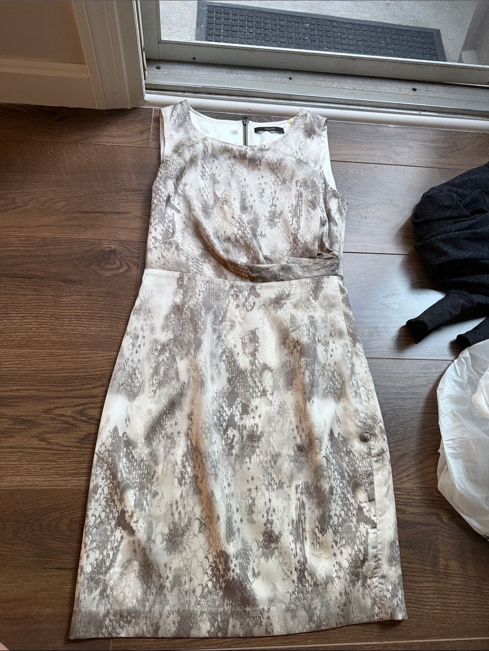 Tahari Neutral Snake-Print Sleeveless Sheath Dress